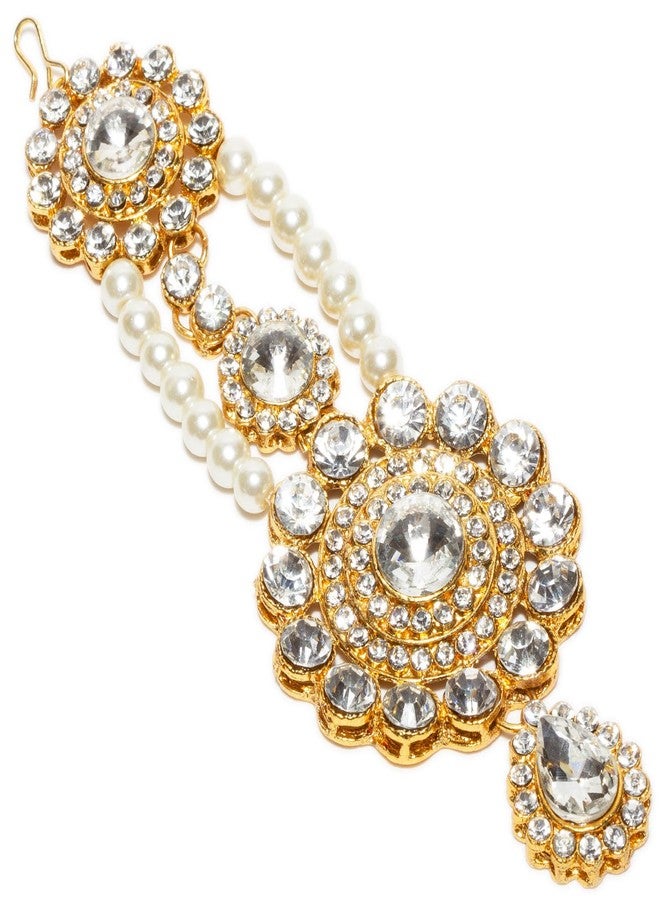 Bindhani Forhead Matha Patti Tikka Nose Ring Indian Bollywood Jewelry For Women - Image 5