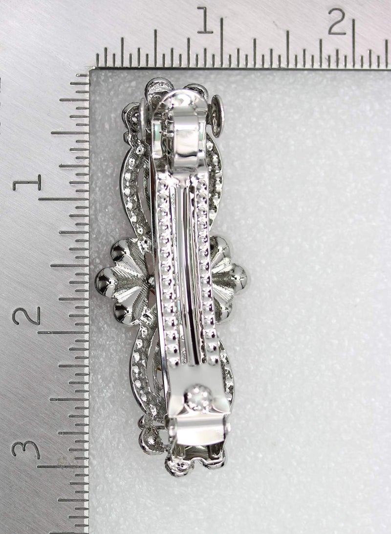 Faship Red Rhinestone Crystal Floral Hair Barrette Clip - Image 4