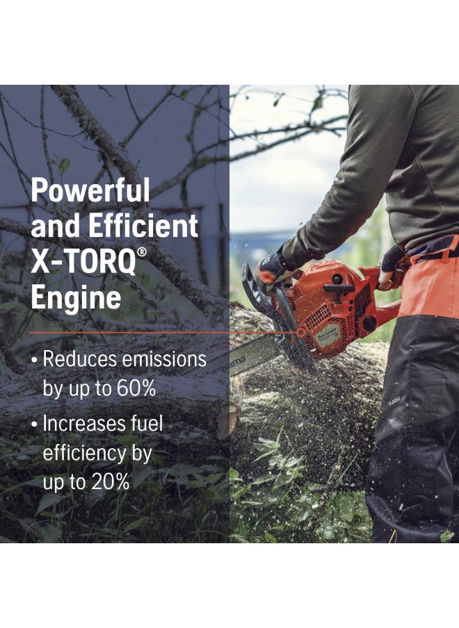 Husqvarna - 135 Mark II Gas Powered Chainsaw, 38-cc 2.1-HP, 2-Cycle X-Torq Engine, 16 Inch Chainsaw With Automatic Oiler, For Wood Cutting And Tree Pruning - Image 1