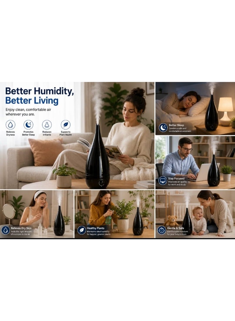 Cool Mist Humidifier - 2.6 Large Capacity, Ultra-Quiet Operation, Elegant Design for Home & Office. - Image 1