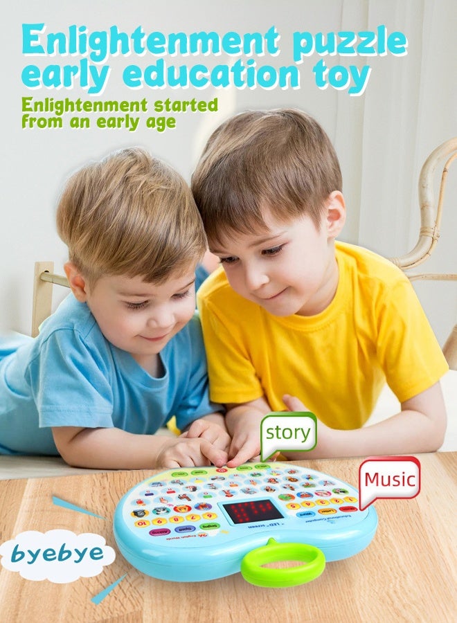 BAZARU Kids Learning Machine Toy with Music & English – Heart Shape Early Educational Reader with Pinyin, Interactive Learning Toy for Toddlers, Portable Handle, Child-Safe Design (Blue, Battery Operated) - Image 2