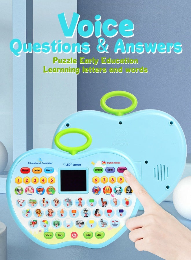 BAZARU Kids Learning Machine Toy with Music & English – Heart Shape Early Educational Reader with Pinyin, Interactive Learning Toy for Toddlers, Portable Handle, Child-Safe Design (Blue, Battery Operated) - Image 3