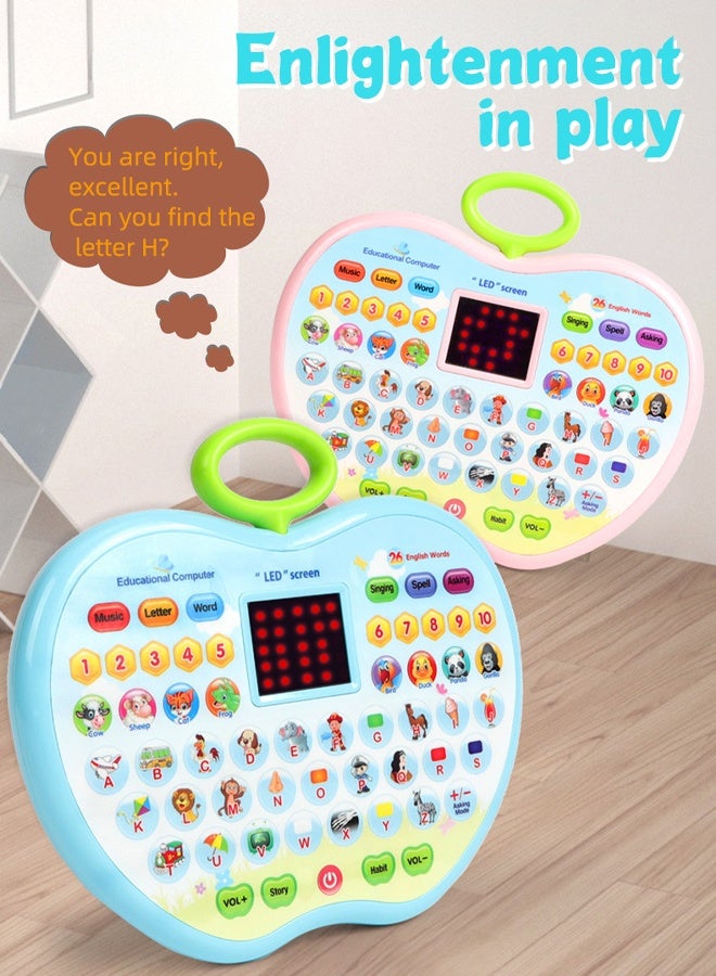 BAZARU Kids Learning Machine Toy with Music & English – Heart Shape Early Educational Reader with Pinyin, Interactive Learning Toy for Toddlers, Portable Handle, Child-Safe Design (Blue, Battery Operated) - Image 4