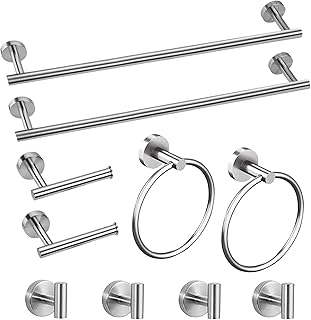 Cilee 10 Piece Brushed Nickel Bathroom Hardware Set , 24 inch Brushed Nickel Towel bar +Towel Ring+Toilet Paper Holder+ - Image 1