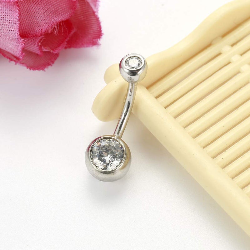 SILBERTALE Belly Button Rings 10mm Sterling Silver Belly Rings Curved Barbell Piercing Navel Rings for Women Men - Image 2