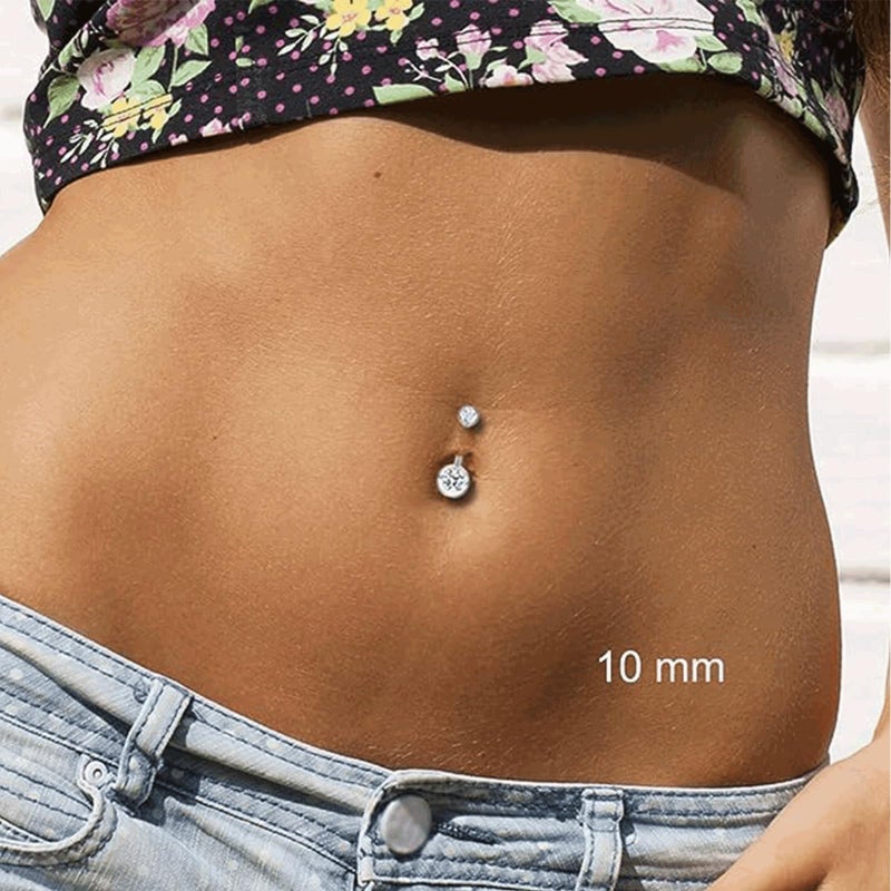 SILBERTALE Belly Button Rings 10mm Sterling Silver Belly Rings Curved Barbell Piercing Navel Rings for Women Men - Image 3