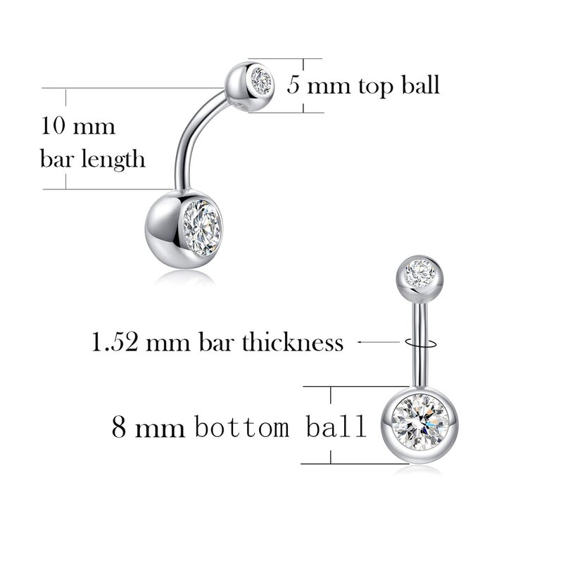 SILBERTALE Belly Button Rings 10mm Sterling Silver Belly Rings Curved Barbell Piercing Navel Rings for Women Men - Image 4