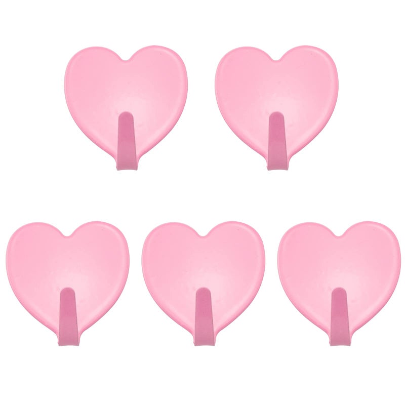Lind Kitchen 5PCS 40x45mm Stainless Steel HeartShaped Hook Heart Shaped Multifunctional Self Adhesive Door Hook Coat Hooks Wall Mounted Coat Rack Closet Hooks Nordic Pink