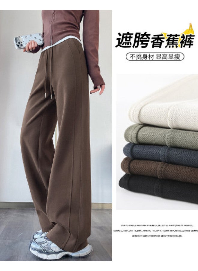 Hstyle Slim Fit Banana Wide Leg Pants Women 2025 Spring Versatile Slimming High-drape Optional Extra-long Casual Floor-length Trousers - Image 1