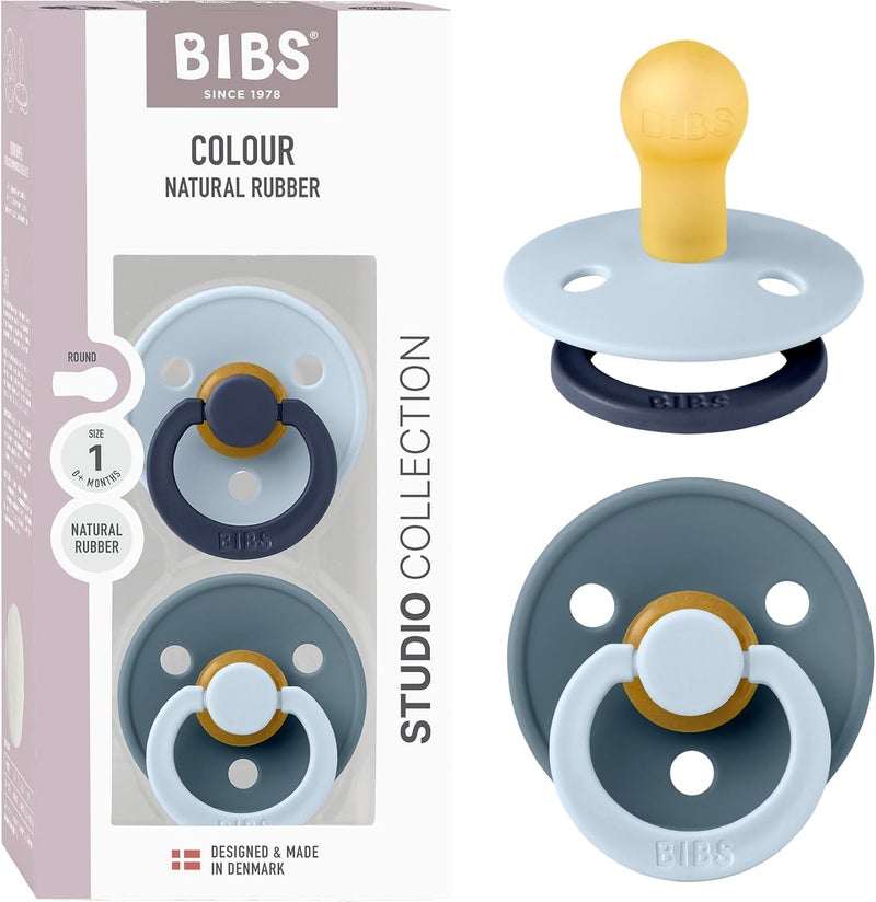 BIBS Studio Colour Pacifier 2-Pack - Baby Blue & Petrol - Image 1