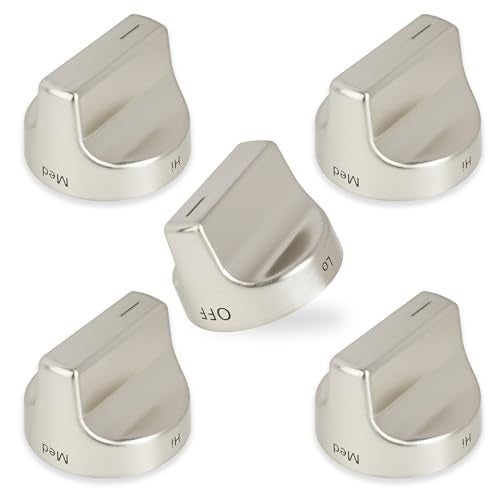 BlueStars Upgraded W11159630 W11023139 Surface Burner Knob Control Knob Compatible with Whirlpool Gas Range Replaces KIP 5T09 AP6284486 4813782 PS12347845 Stainless Steel Pack 5 - Image 1