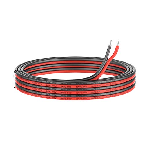 Haerkn 16awg Silicone Electrical Wire 2 Cores Wire line 50ft [Black 25ft Red 25ft] 16 Gauge Soft and Flexible Hook Up Oxygen Free Strands Tinned Copper Wire - Image 1
