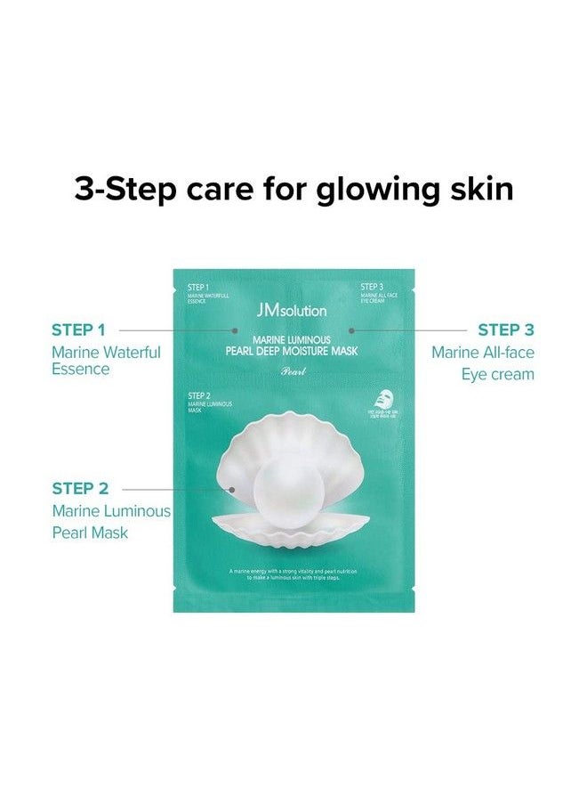 JMsolution Jm Solution Marine Luminous Pearl Deep Moisture 3 Step Mask Korean Skincare Facial Mask Boosting Brightening Moisturizing10 Sheets For Dry Skin  - Image 4
