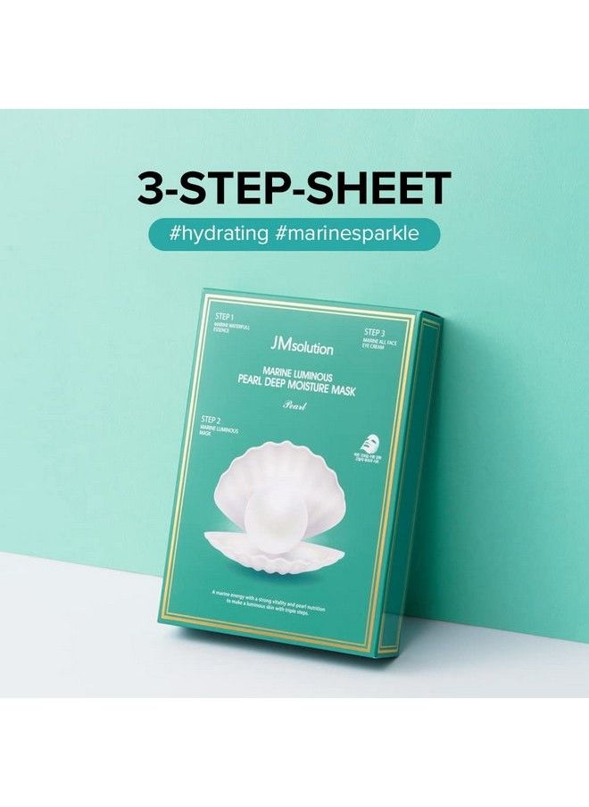 JMsolution Jm Solution Marine Luminous Pearl Deep Moisture 3 Step Mask Korean Skincare Facial Mask Boosting Brightening Moisturizing10 Sheets For Dry Skin  - Image 3