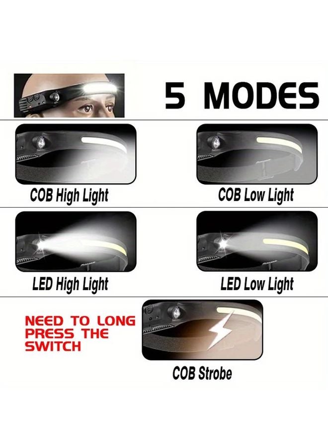 4pcs Motion Activated LED Headlamp USB Rechargeable Portable COB Work Light For Outdoor - Image 5