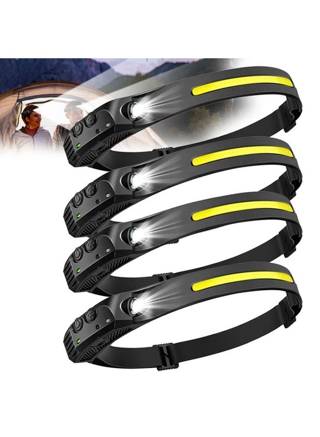 4pcs Motion Activated LED Headlamp USB Rechargeable Portable COB Work Light For Outdoor - Image 1