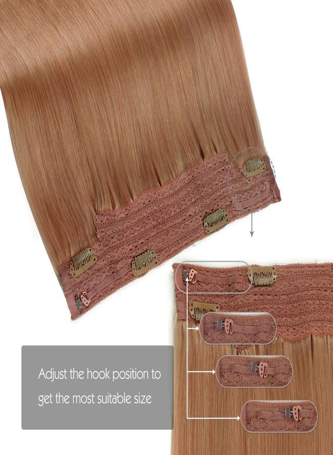 Sassina Invisible Wire Hair Extensions Real Human Hair with Transparent Wire Adjustable Size Secure Clips Natural Straight Secret Miracle Hairpiece, #30 Auburn 12 Inch 70 Gram - Image 4