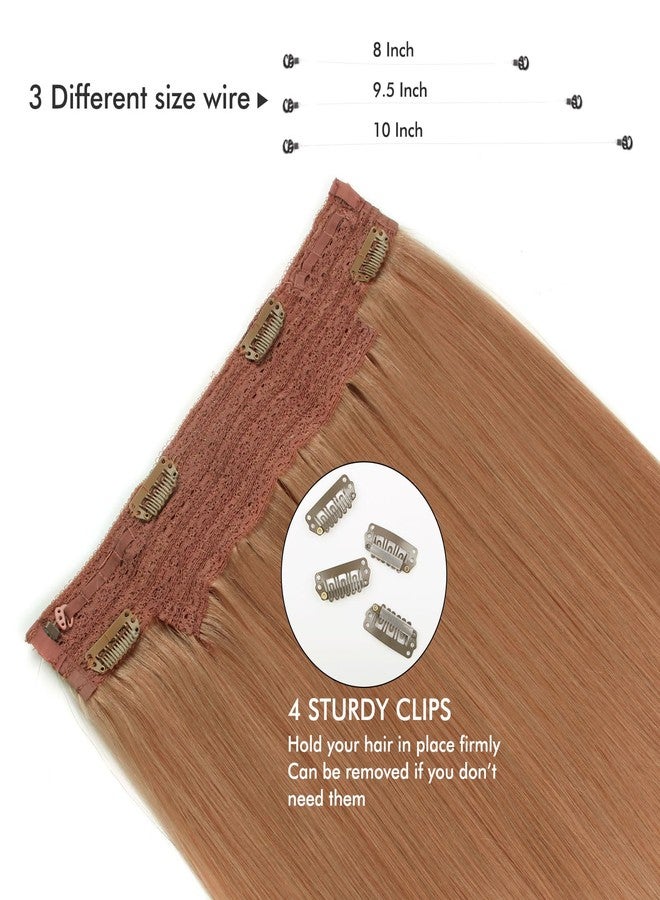 Sassina Invisible Wire Hair Extensions Real Human Hair with Transparent Wire Adjustable Size Secure Clips Natural Straight Secret Miracle Hairpiece, #30 Auburn 12 Inch 70 Gram - Image 5