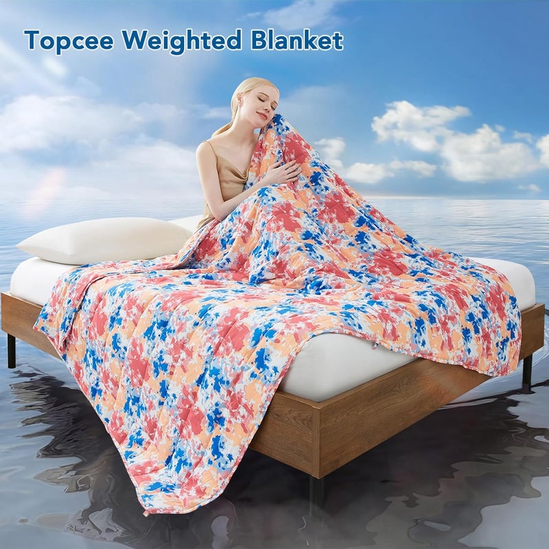 Topcee Weighted Blanket for Adults (15 lbs, 48" x 72") Twin Size Soft Cooling Heavy Blanket Sleeping, Apply to 130-160 lbs Body, Thick Breathable Blanket with Glass Bead, Easy Care - Image 2