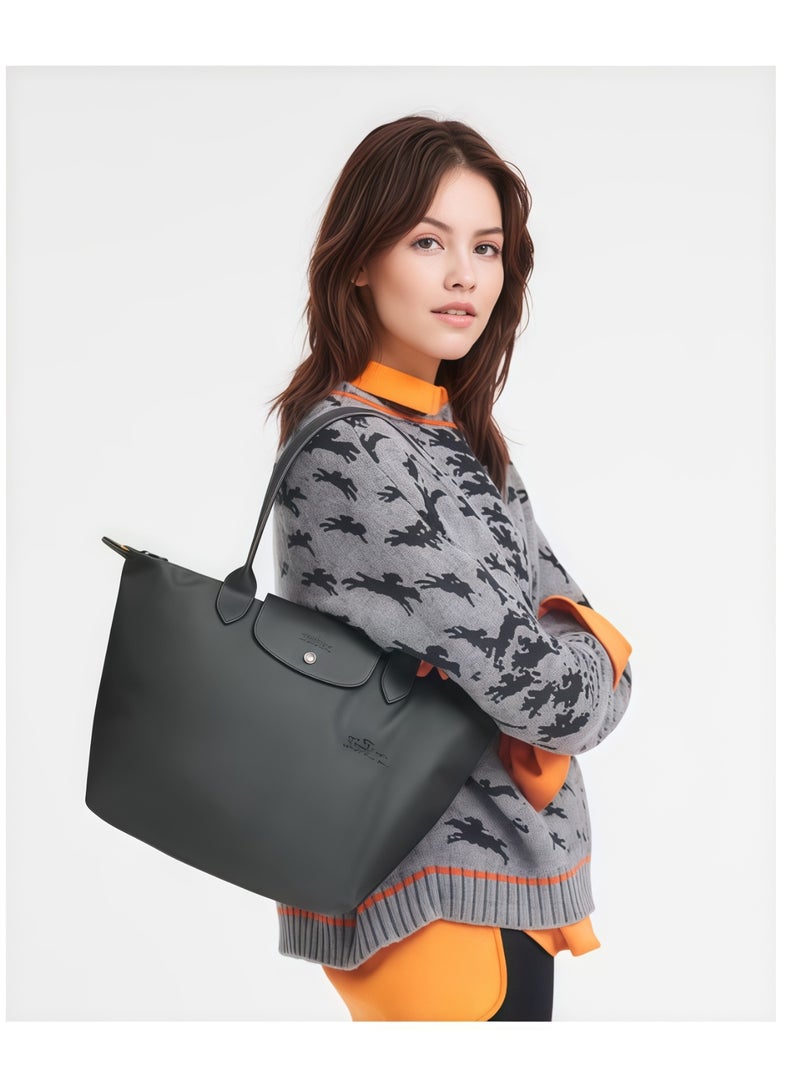 Longchamp Women's Classic Fashion Versatile Medium Handbag Shopping Bag Shoulder Bag Handbag Eco-friendly Graphite Gray - Image 2