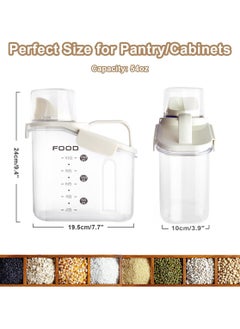 Raxoom Cereal Storage Containers, 1.6L/51oz Dry Food Rice Holder, Pet Dog Cat Food Dispenser with Measuring Cup, BPA Free Clear Plastic Kitchen Pantry Organization Bin,White  - Image 2