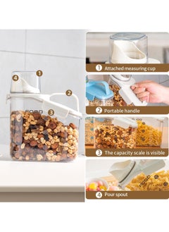 Raxoom Cereal Storage Containers, 1.6L/51oz Dry Food Rice Holder, Pet Dog Cat Food Dispenser with Measuring Cup, BPA Free Clear Plastic Kitchen Pantry Organization Bin,White  - Image 3