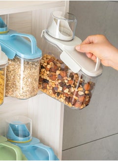 Raxoom Cereal Storage Containers, 1.6L/51oz Dry Food Rice Holder, Pet Dog Cat Food Dispenser with Measuring Cup, BPA Free Clear Plastic Kitchen Pantry Organization Bin,White  - Image 5