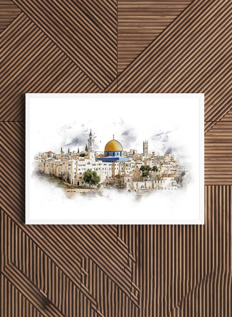 LOWHA Framed Wall Art with Al-Quds Palestine Printed Painting Poster, For Home, Room, Office Decor - Image 1