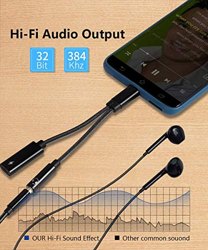 LecLooc 2 in 1 USB C to 3.5mm Headphone Audio and Charge Adapter, Type c to Aux Audio with PD 60W Fast Charge Adapter fit with iPhone 16 15 Pro Max, Galaxy S24 S23 S22, Pixel 9 8 7 6, iPad Pro/Macbook Air - Image 4