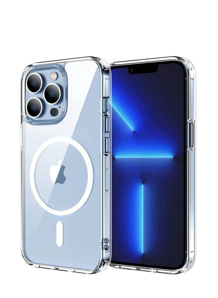 Magnetic iPhone 13 Pro Max 6.7 Inch Case Clear TPU Transparent with Shock Absorption Proof Anti Scratch Resistant Bumper Protective Crystal Cover - Image 1