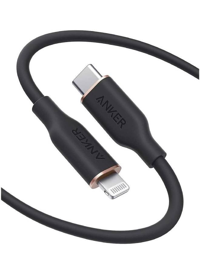 أنكر كابل باور لاين III فلو من منفذ  USB-C إلى منفذ لايتنينج (3 أقدام/0.9 متر) أسود - Image 1