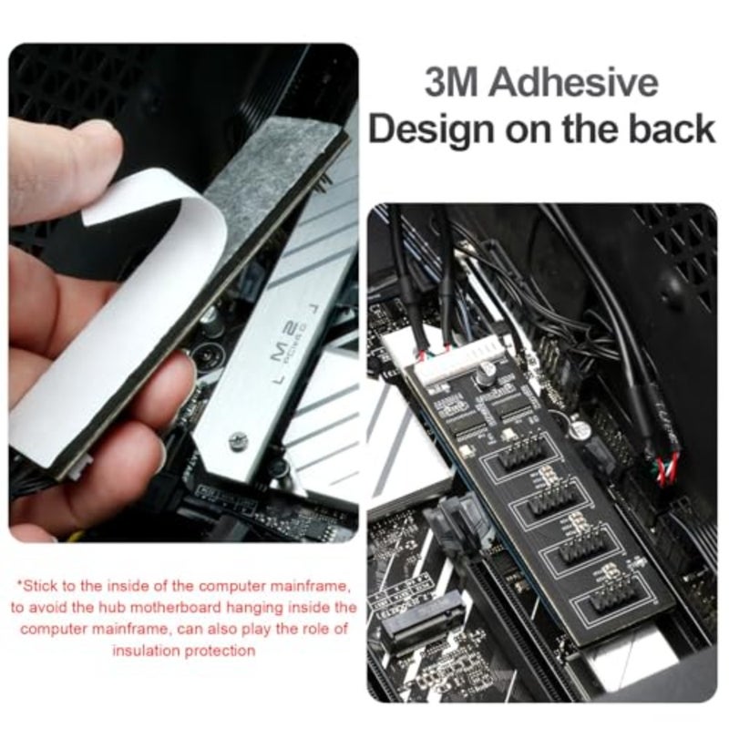 لوحة أم للكمبيوتر الشخصي، محور USB داخلي للمراوح إضاءة يندمج بها اللون الأحمر والأخضر والأزرق جهاز استقبال واي فاي الطابعة الماسح الضوئي 9 دبوس USB 2.0 رأس الخائن مع كابل الطاقة SATA - Image 5