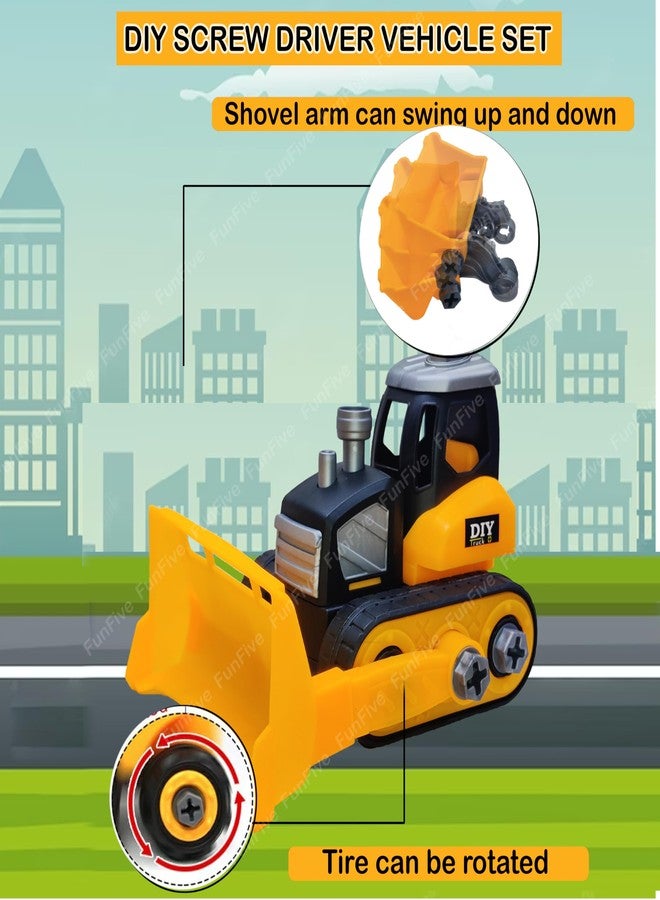 مجموعة ألعاب بناء مركبات FunFive DIY، تتضمن شاحنة بناء، ومفك براغي، وألعاب مثقاب لولبي (جرافة)، متعددة الألوان - Image 2