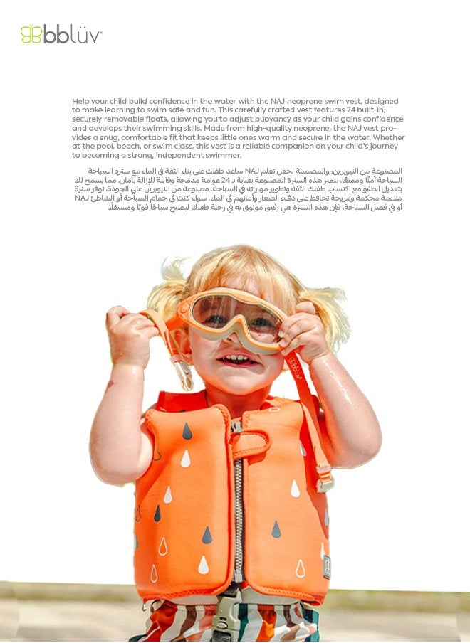 bbluv - bblüv Näj Toddler Swim Vest – Neoprene Float Jacket with 8 Removable Floats, UPF 50+ Sun Protection, Secure Fit & Adjustable Straps – Ideal for 3-6 Years Water Safety & Fun - Image 1