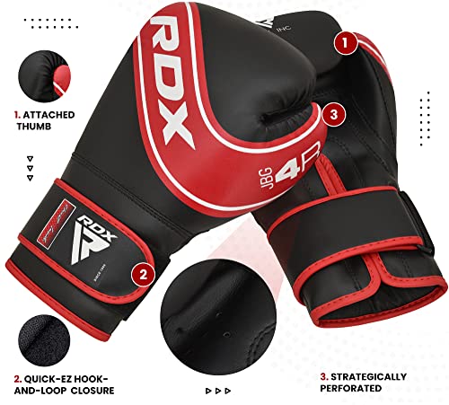 Rdx قفازات ملاكمة أطفال RDX 6oz 4oz تدريب صغير قفازات تدريبية من جلد مايا المخملية ببطانة مهواة لكف الماي تاي للملاكمة والكيك بوكسينغ والقتال وكيس اللكم كرة السرعة وسادات التركيز لتمارين اللكم - Image 3