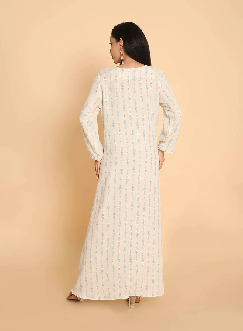 HANA & SARA Unique & simple printed design arabic kaftan jalabiya dress for womens