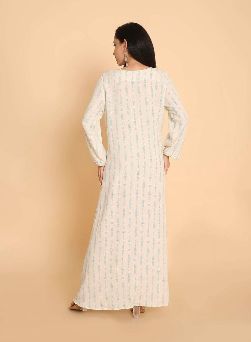 HANA & SARA Unique & simple printed design arabic kaftan jalabiya dress for womens - Image 2
