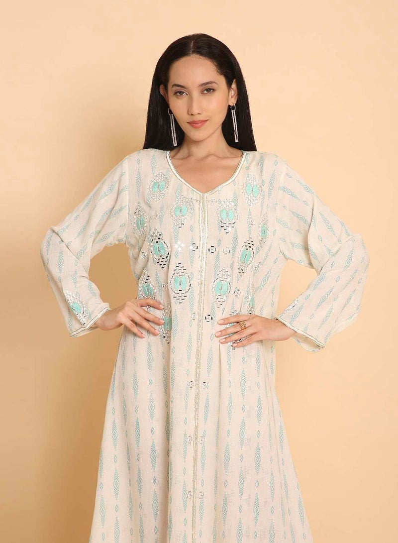 HANA & SARA Unique & simple printed design arabic kaftan jalabiya dress for womens - Image 3