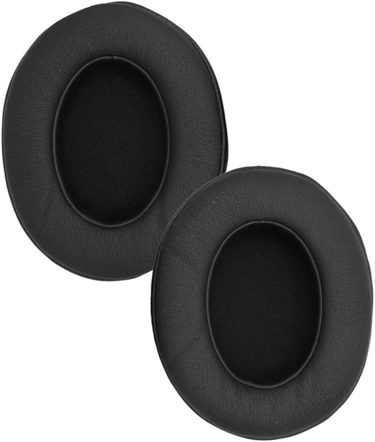 Black Replacement Earpads for Studio Headphones Soft Leather Noise Isolating Cushions - Image 1