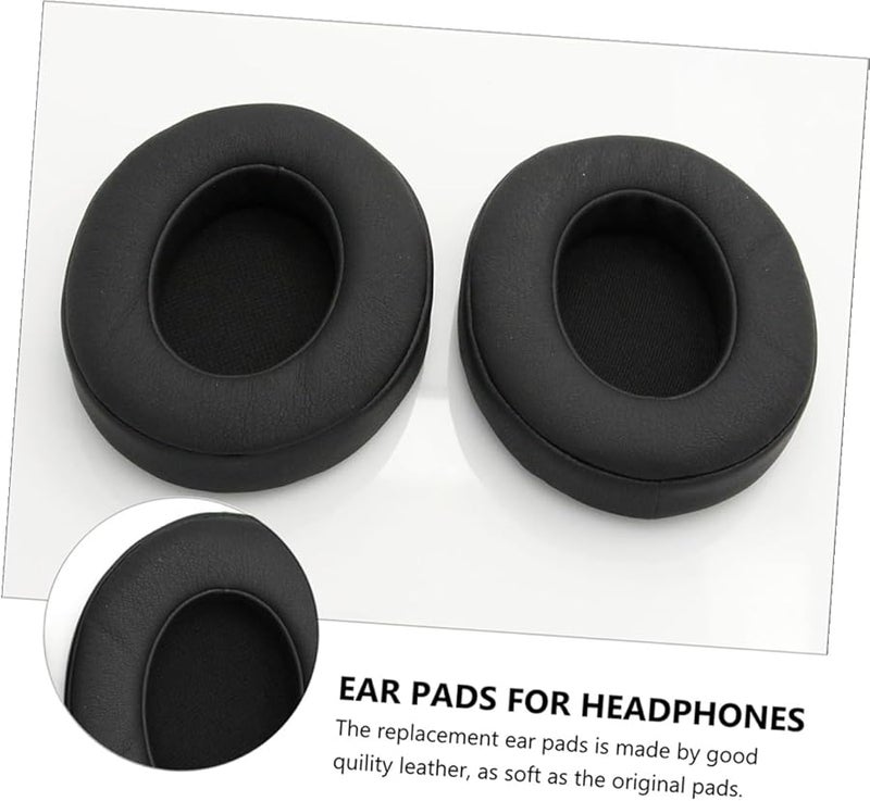 Black Replacement Earpads for Studio Headphones Soft Leather Noise Isolating Cushions - Image 4