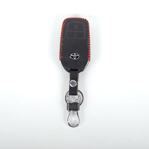 Aliens World Leather Smart Car Key Cover Case with Metal Hook Keychain Toyota Fortuner, Innova Crysta (Black) - Image 4