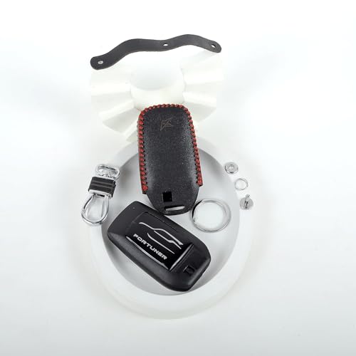 Aliens World Leather Smart Car Key Cover Case with Metal Hook Keychain Toyota Fortuner, Innova Crysta (Black) - Image 5