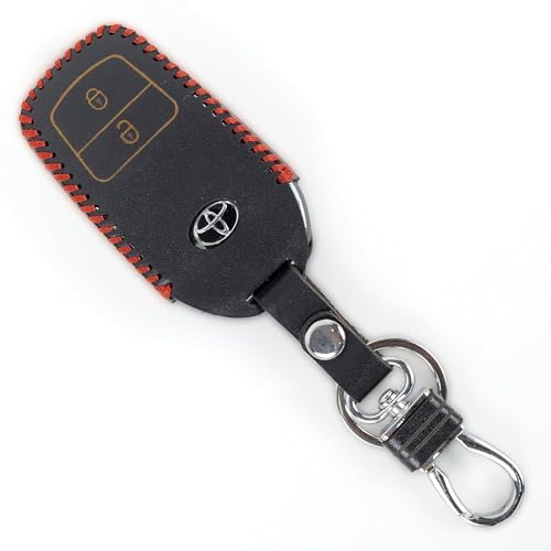 Aliens World Leather Smart Car Key Cover Case with Metal Hook Keychain Toyota Fortuner, Innova Crysta (Black) - Image 1