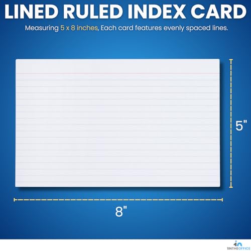 1InTheOffice Index Cards 5x8 Ruled, White Ruled Index Cards, 5" x 8" 100/Pack, 3 Pack - Image 3
