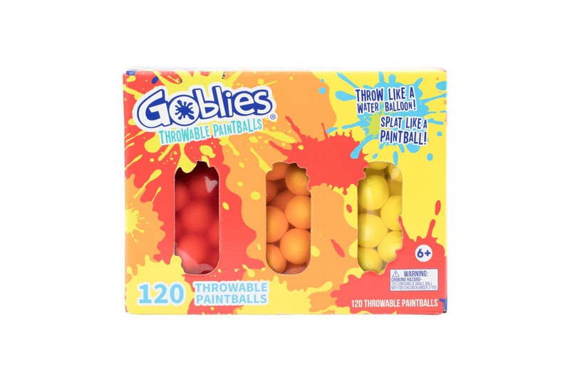 Goblies Throwable Paintballs Washable Nontoxic PlantBased Toy for Outdoor Fun Games for Kids 6 Pack of 3 120 Count RedOrangeYellow