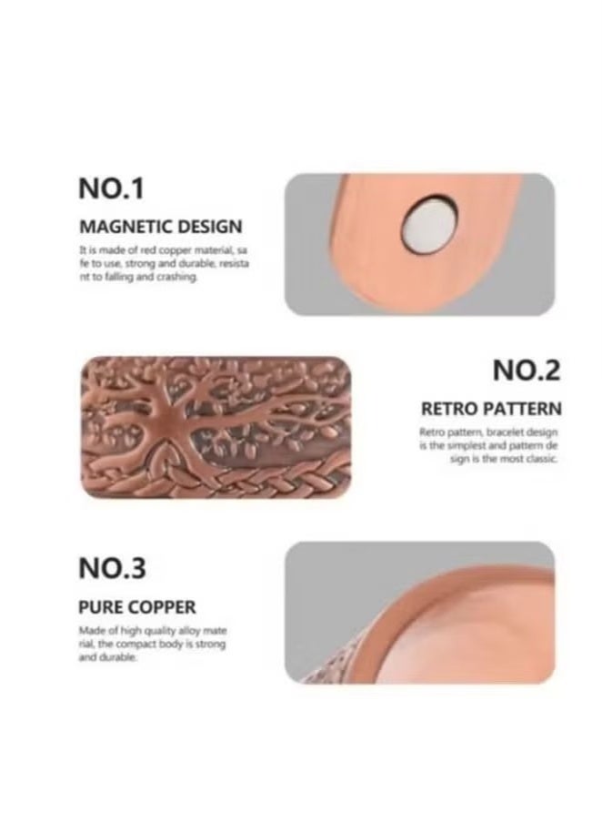 Pure copper magnetic bracelet for men and women, adjustable copper cuff bracelet, solid copper magnetic bracelet, magnetic bracelet jewelry with tree of life pattern. - Image 4