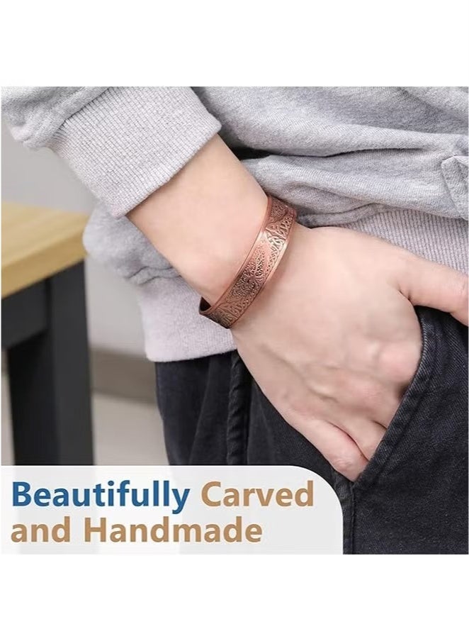 Pure copper magnetic bracelet for men and women, adjustable copper cuff bracelet, solid copper magnetic bracelet, magnetic bracelet jewelry with tree of life pattern. - Image 5