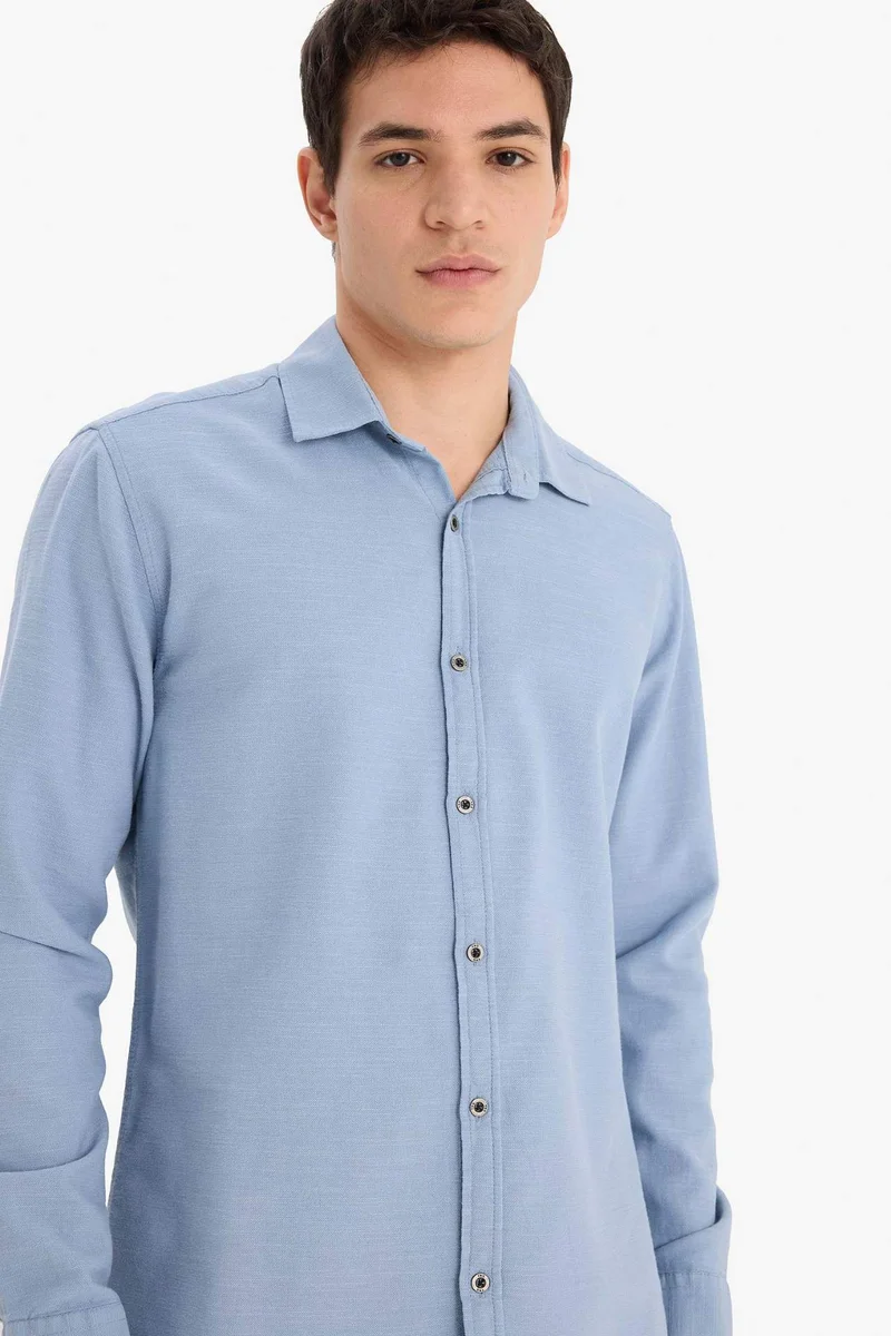 ديفاكتو Slim Fit Cotton Long Sleeve Shirt