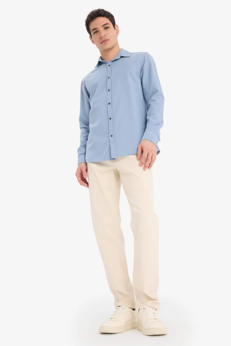 ديفاكتو Slim Fit Cotton Long Sleeve Shirt