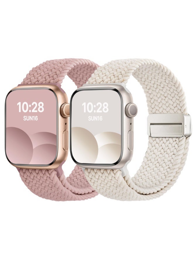 كيلا حزمتان من الأساور المضفرة المغناطيسية المتوافقة مع ساعة Apple Watch بمقاسات 38 مم، 40 مم، 41 مم، 42 مم، 44 مم، 45 مم، 46 مم، 49 مم للنساء والرجال، حزام مرن ناعم لسلسلة iWatch Ultra 3/2/1 وSE 3/2/1، والإصدارات 11 و10 و9 و8 و7 و6 و5 و4 و3 و2 و1 - Image 1